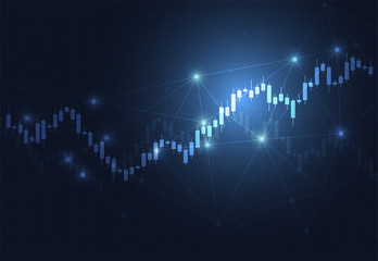 Business candle stick graph chart of stock market investment trading on dark background design. Bullish point, Trend of graph. Vector illustration
