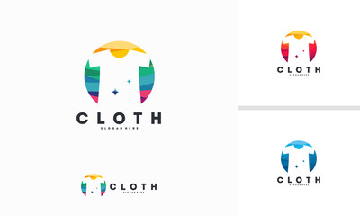 Abstract Circle Colorful Cloth logo designs concept vector, Cloth washing logo