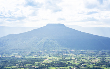 High angle landscape view of Phu hor with looks like similar Mt.Fuji mountain is famous travel...