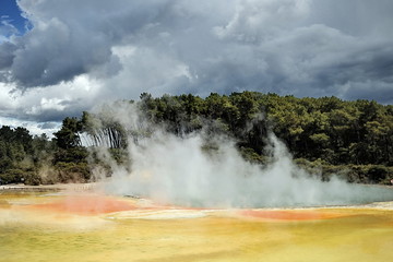Fototapeta na wymiar New Zealand. Zone of geothermal activity in the vicinity of Rotorua.