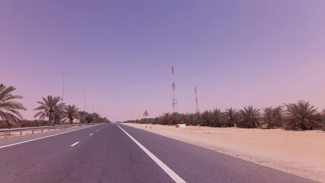 Road from Oasis Liwa to the Abu Dhabi stock footage video