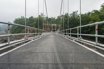Suspension bridge in Boyong village, Yogyakarta, Indonesia
