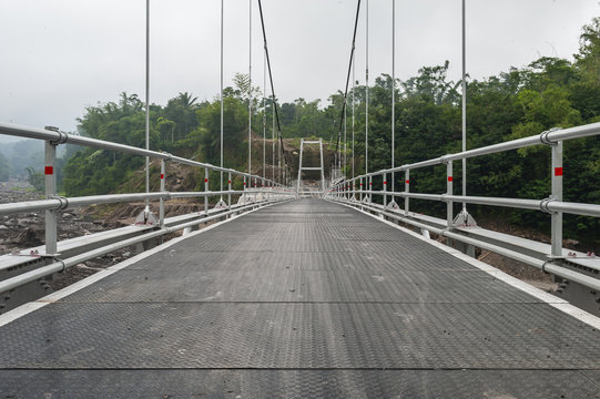 Suspension bridge in Boyong village, Yogyakarta, Indonesia