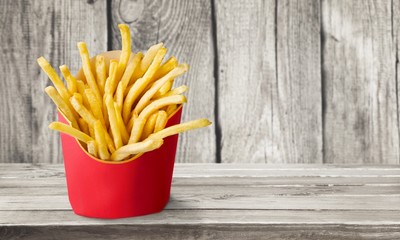 French fries in a carton box