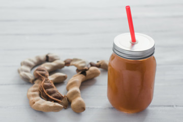 Tamarindo drink, tamarind water. sweet juice in mexico