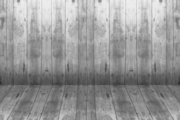 Wooden interior with colorful wall and floor. Background with planks on floor and wall. photo