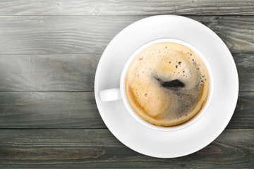 Black coffee on deks
