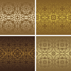 Set of seamless vintage patterns. Can be used for Design, Background, Banner, Invitation, Card and other. Golden design