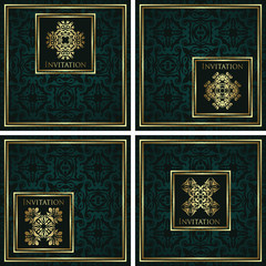 Set of four stylish invitations. Vintage design. Can be used for your design