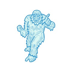 Yeti or Abominable Snowman Mono Line