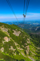 Vertical picture of cable car rope in Tatra, Poland