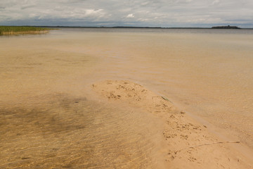 Sandy beach on Svitiaz lake