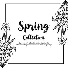 Spring with floral hand drawn frame vector illustration