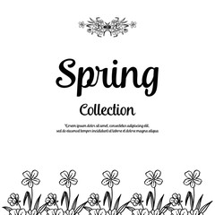 Fototapeta na wymiar Spring with floral hand drawn frame vector illustration
