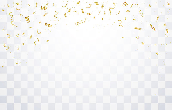 Golden confetti isolated. Festive background. Vector illustration