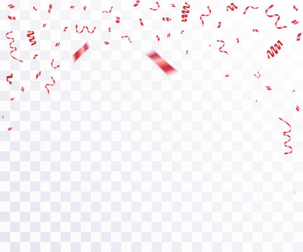 Red confetti isolated. Festive background. Vector illustration