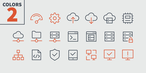 Hosting Pixel Perfect Well-crafted Vector Thin Line Icons 48x48 Ready for 24x24 Grid for Web Graphics and Apps with Editable Stroke. Simple Minimal Pictogram Part 1