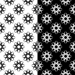 Black and white floral seamless patterns. Set of backgrounds