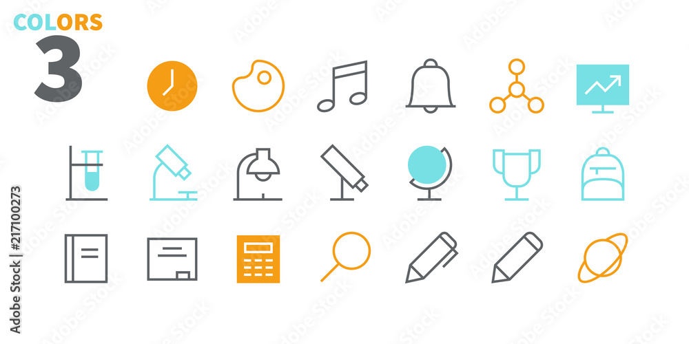 Poster school subjects pixel perfect well-crafted vector thin line icons 48x48 ready for 24x24 grid for web