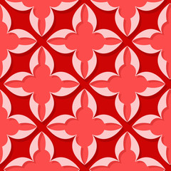 Seamless pattern. Floral red 3d background