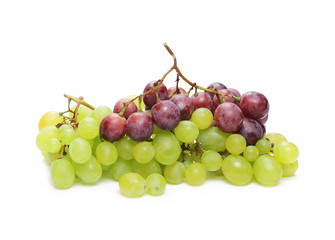 White and cardinal grapes isolated on white background