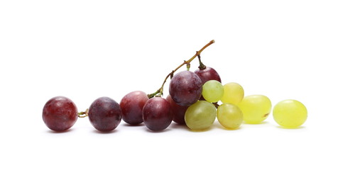 White and cardinal grapes isolated on white background
