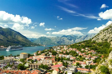 Naklejka na ściany i meble Beautiful Kotor Bay landscape, Montenegro