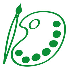 Handgezeichnete Farbpalette mit Pinsel in grün