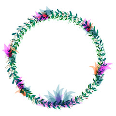 Frame border with floral decoration isolated on white background , vector illustration.