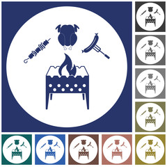 Brazier, kebab, chicken and sausage icon