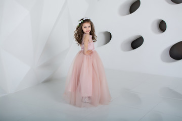 Fototapeta na wymiar portrait of a little girl in pink dress