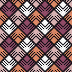 Seamless abstract geometric pattern. Mosaic texture. Brushwork. Hand hatching. Scribble texture. Textile rapport.
