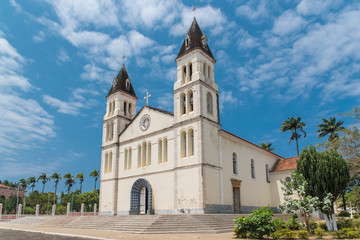 Fototapeta na wymiar Sao Tome, the beautiful cathedral in the town 