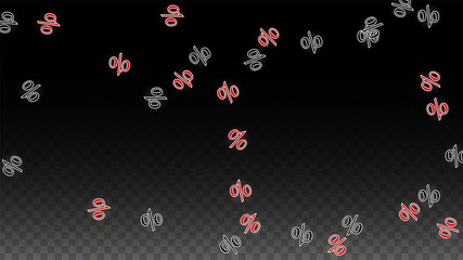 Vector Red Percentage Sign Confetti on Transparent. Percent Sale Background. Business, Economics, Finance Print. Discount Illustration. Promotion Poster. Black Friday Banner. Special offer Template.