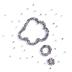 A lot of people form thoughts, icon . 3d rendering.