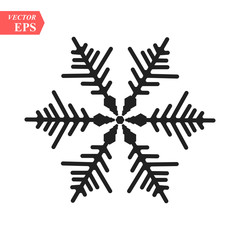 Snowflake icon. Flat vector illustration in black on white background. EPS 10