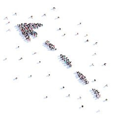 A lot of people form arrow, direction, icon . 3d rendering.