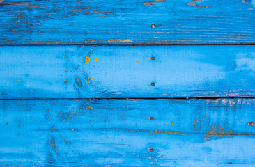 Blue horizontal background of old wood boards