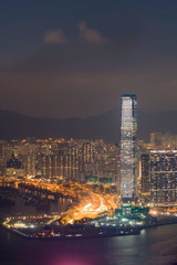 Hong Kong Skyline from Victoria Peak at Night time.