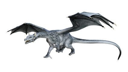 3D Rendering Fantasy Dragon on White