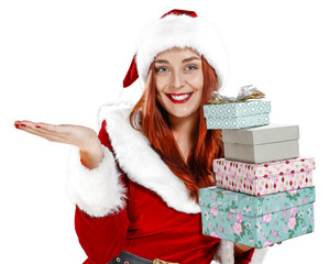 santa claus woman and white space 