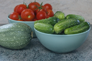 View of fresh vegetables on a wooden background. The concept of ecologically clean and healthy food