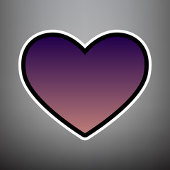 Tie sign. Vector. Violet gradient icon with black and white line