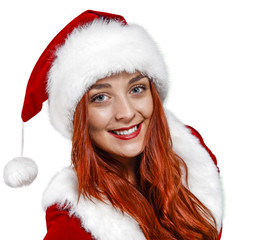 santa claus woman and white space 
