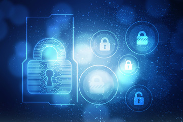 2d illustration Safety concept: Closed Padlock on digital background