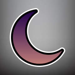 Moon sign illustration. Vector. Violet gradient icon with black 