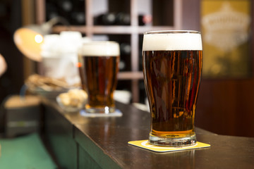 red beer on a counter