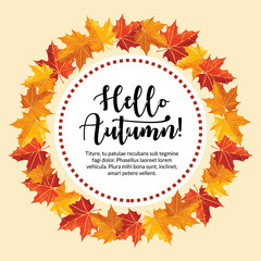 Hello Autumn banner with grain shadow style for autumn season