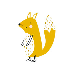 Baby illustration of a cute cartoon squirrel. Kids vector illustration