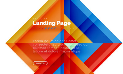 Square shape geometric abstract background, landing page web design template